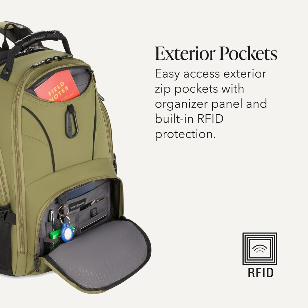 1900 ScanSmart Laptop Backpack, Fits Most 17-Inch Laptops, TSA-Friendly Lay-Flat Design, RFID Protection, and Tablet