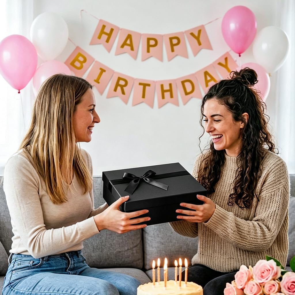 Black Gift Boxes with Lids for Presents for Arrangements Flowers