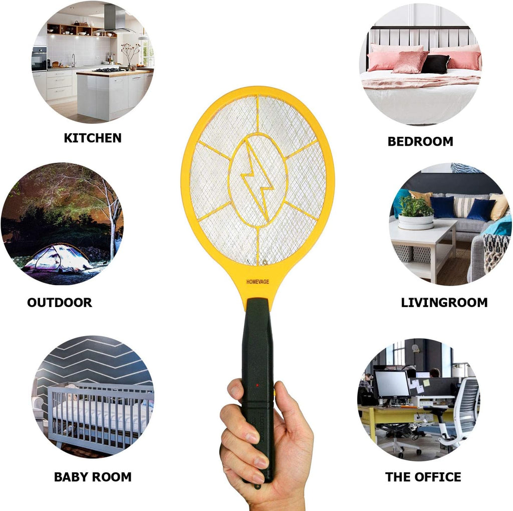 Electric Fly Swatter, High Voltage Bug Zapper with 2 AA Batteries | 3-layer safety mesh, ergonomic handle best for