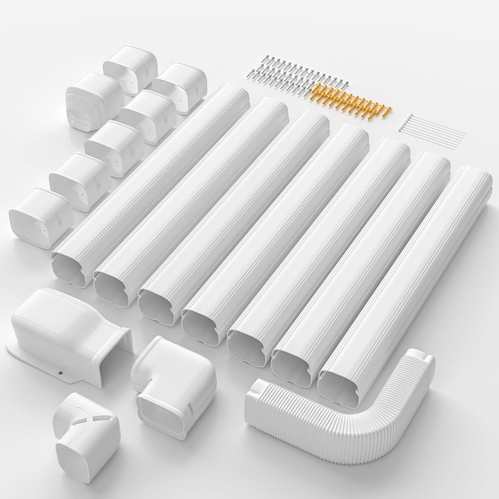Mini Split Line Set Cover 3" 25.5Ft, Upgraded PP Line Hide Outdoor | UV-Proof PVC Pipe Cover, Decorative DIY