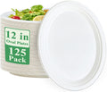 100% Compostable Oval Paper Plates 12 inch 125 Pack, White