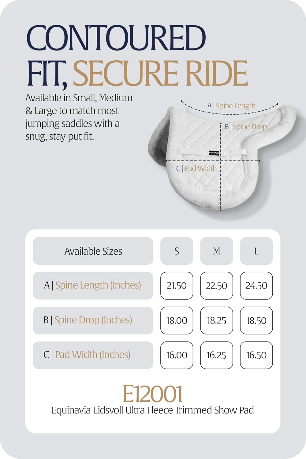 Eidsvoll White English Saddle Pad, Ultra Fleece Trim Design