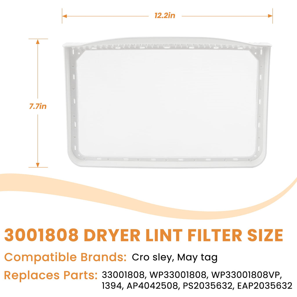 AMI PARTS 33001808 Dryer Lint Filter Screen