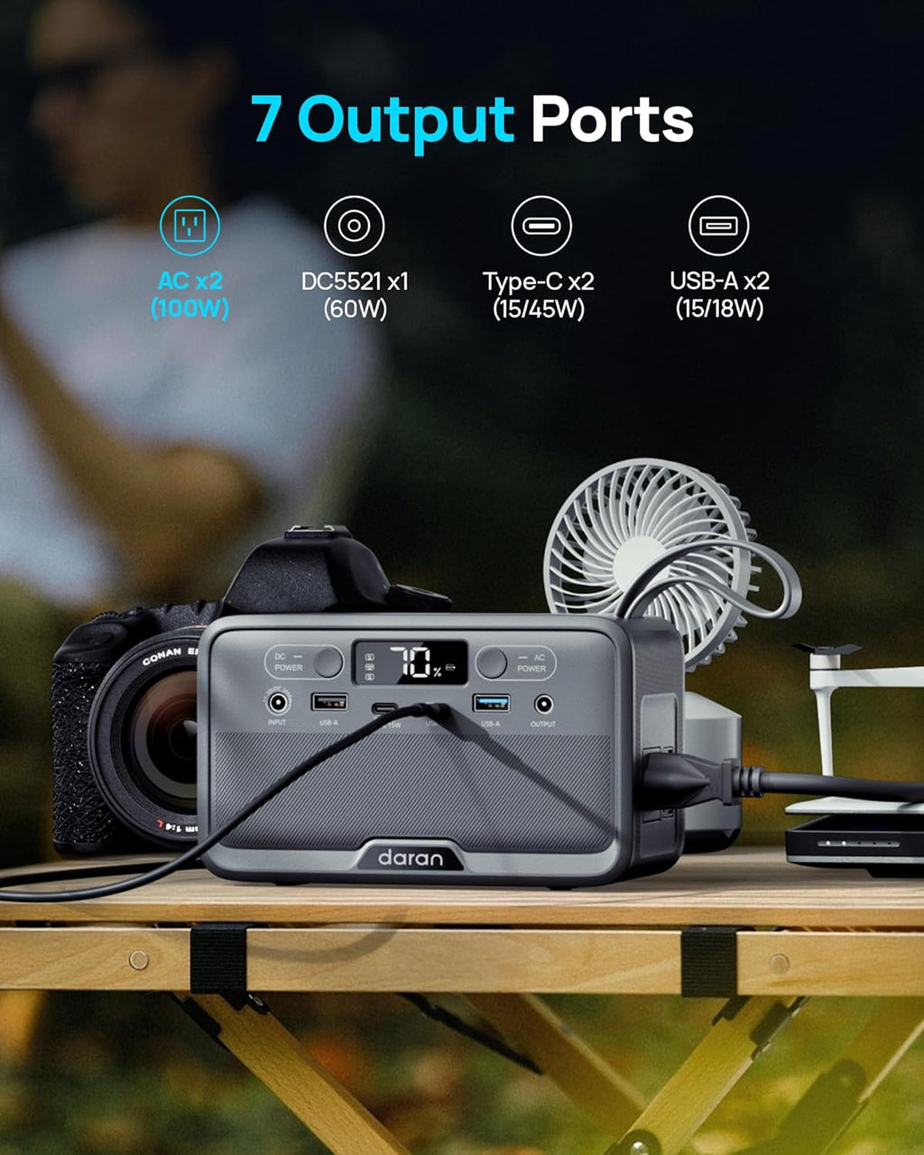 Portable Power Station 100W with 25W Solar Panel LiFePO4 Battery Power Bank with110V AC Outlets Solar Generator Fast