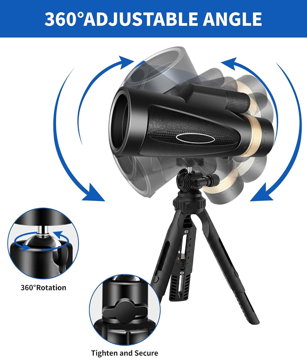Monocular Telescope 12X60 HD High Power with Smartphone Adapter Tripod Larger Vision Monoculars for Adults with BAK4