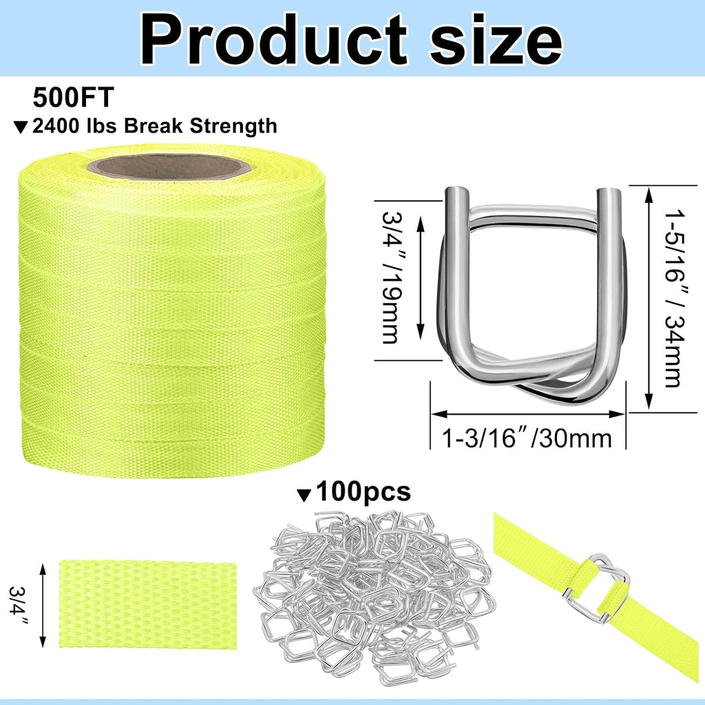3/4" x 500' Woven Cord Strapping Kit, Yellow