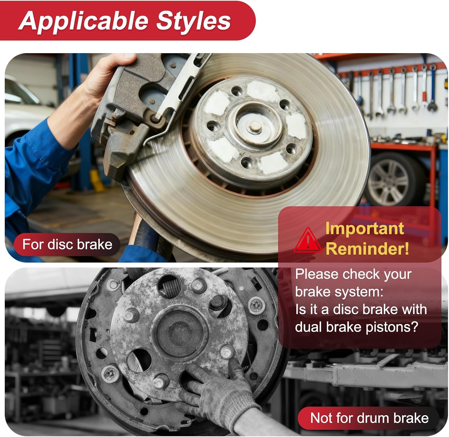 Brake Caliper Compression Tool, 4 Piston Brake Caliper Tool for Single/Twin/Quad Piston Calipers, 29100 Brake Pad