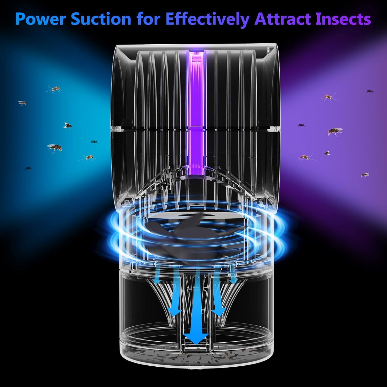 Fly Trap Indoor,Blue Gnat Traps House Indoor,Indoor Insect Trap with Timer | Fruit Fly Trap Indoors Suctions &