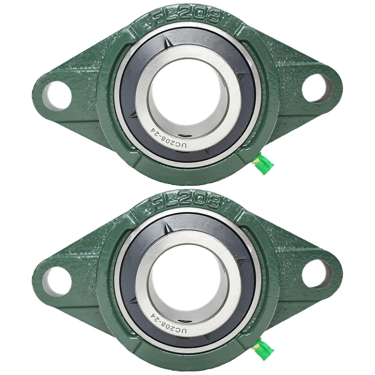2 Pack UCFL208-24 Pillow Block Bearing – Flange 2 Bolt Mounted Pillow Block Bearings – Bearing Steel Bearings with 1-1/2" Bore - Self-aligning Bearings with Solid Cast Iron Base