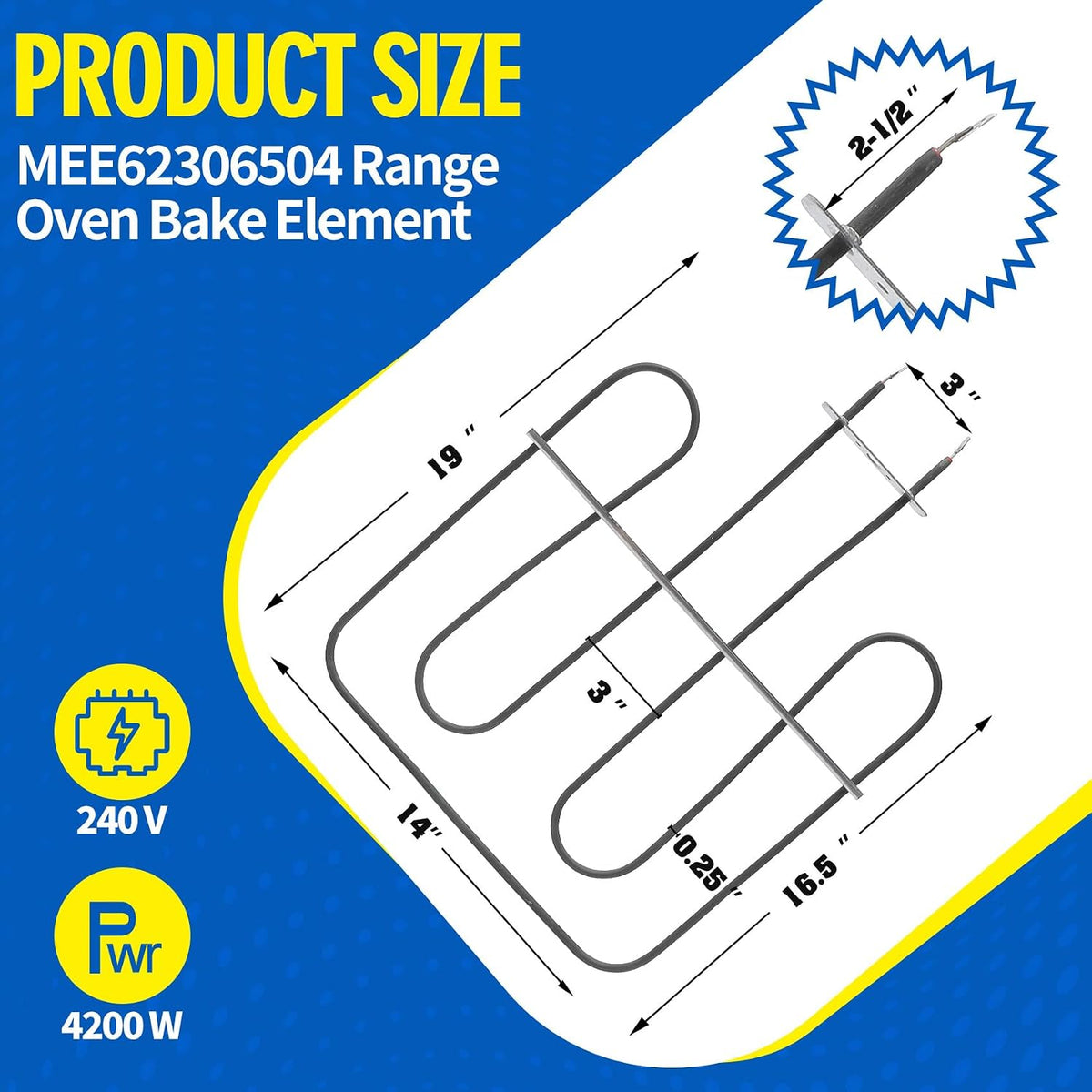 MEE62306504 Range Oven Broil Heating Element 240V 4000W
