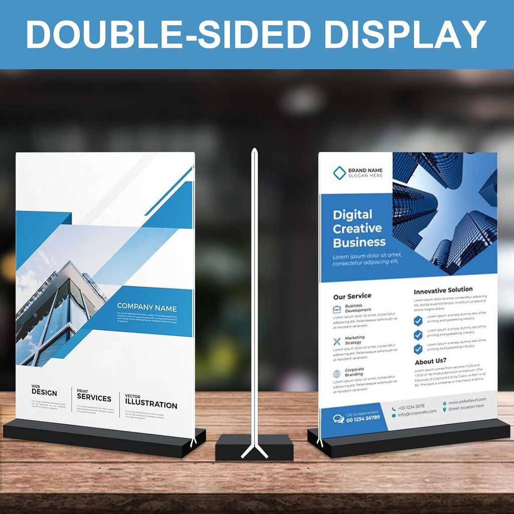 Acrylic Sign Holder 4x6, 12 Pack Clear Double Sided Menu Vertical Display Stand for Restaurants, Office, Store, Show