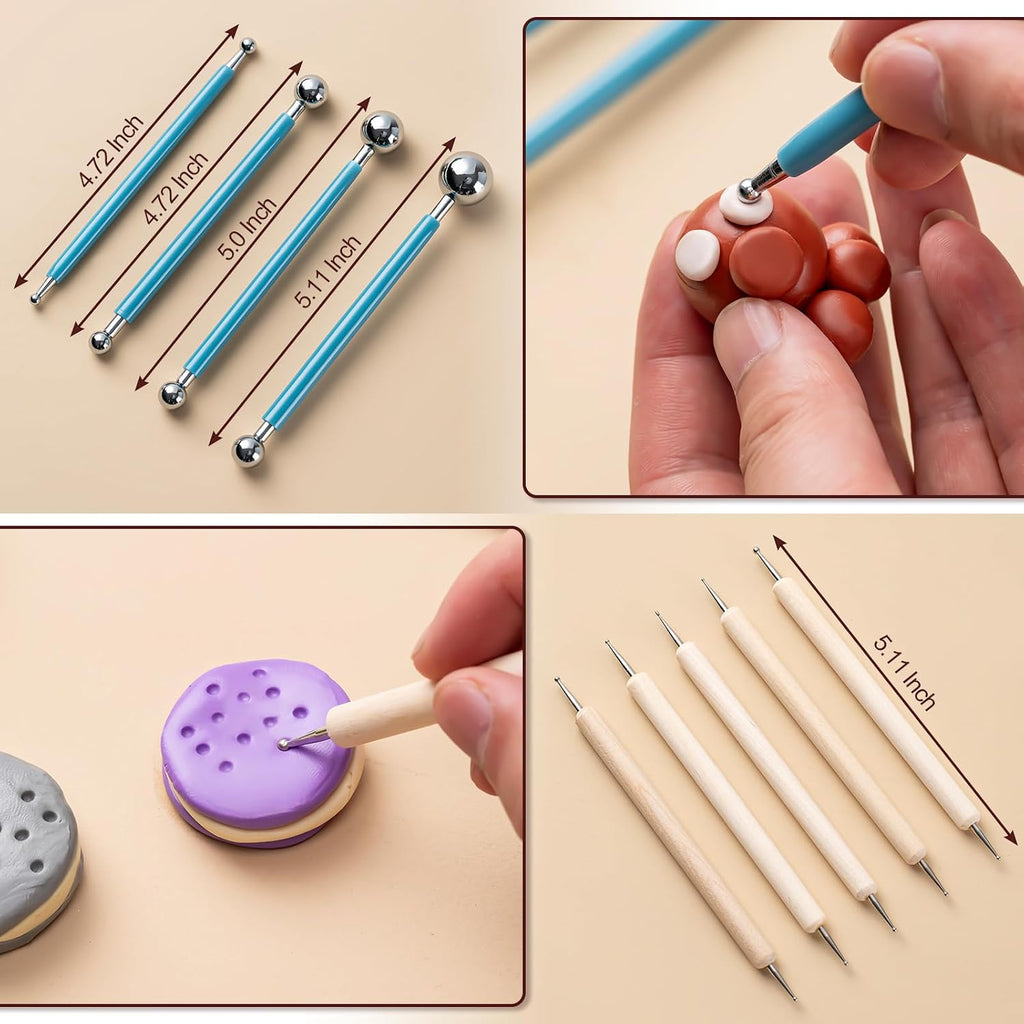 27 Pcs Polymer Clay Sculpting Tools Kit for Adults, Light Yellow | Multi-Functional for Carving, Dotting & Molding