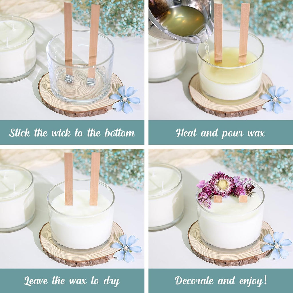 16oz Candle Jars 6Pcs, Clear Glass Candle Making Jars With Lid Bulk | 3 Wick Large Empty Candle Making Vessels with