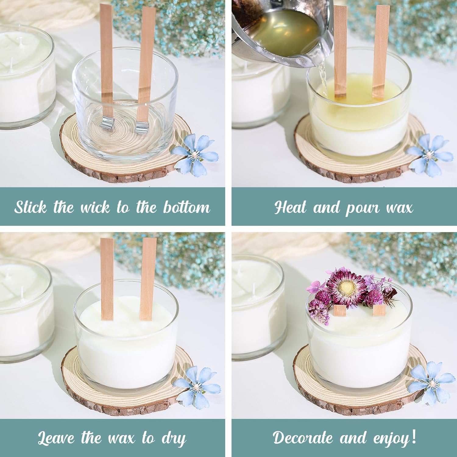 16oz Candle Jars 6Pcs, Clear Glass Candle Making Jars With Lid Bulk | 3 Wick Large Empty Candle Making Vessels with