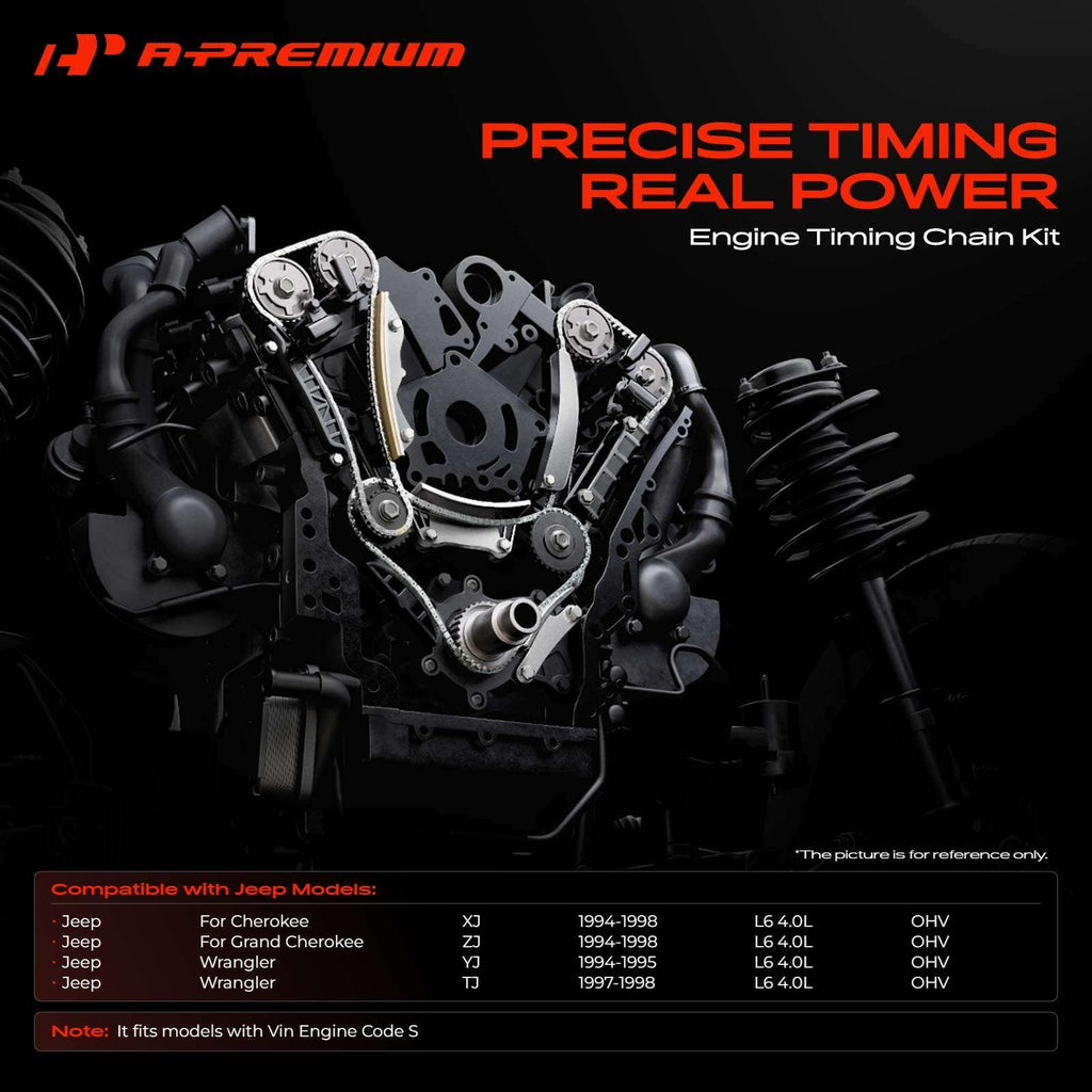 A-Premium Engine Timing Chain Kit W/Sprocket Compatible with Jeep 4.0L