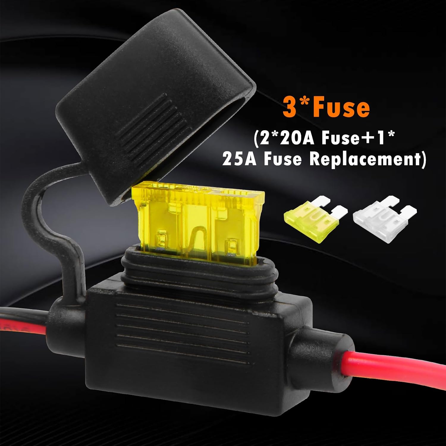 6FT/1.83m 14AWG Ring Terminal To SAE Harness Quick Connect/Disconnect Assembly, 20A Fuse