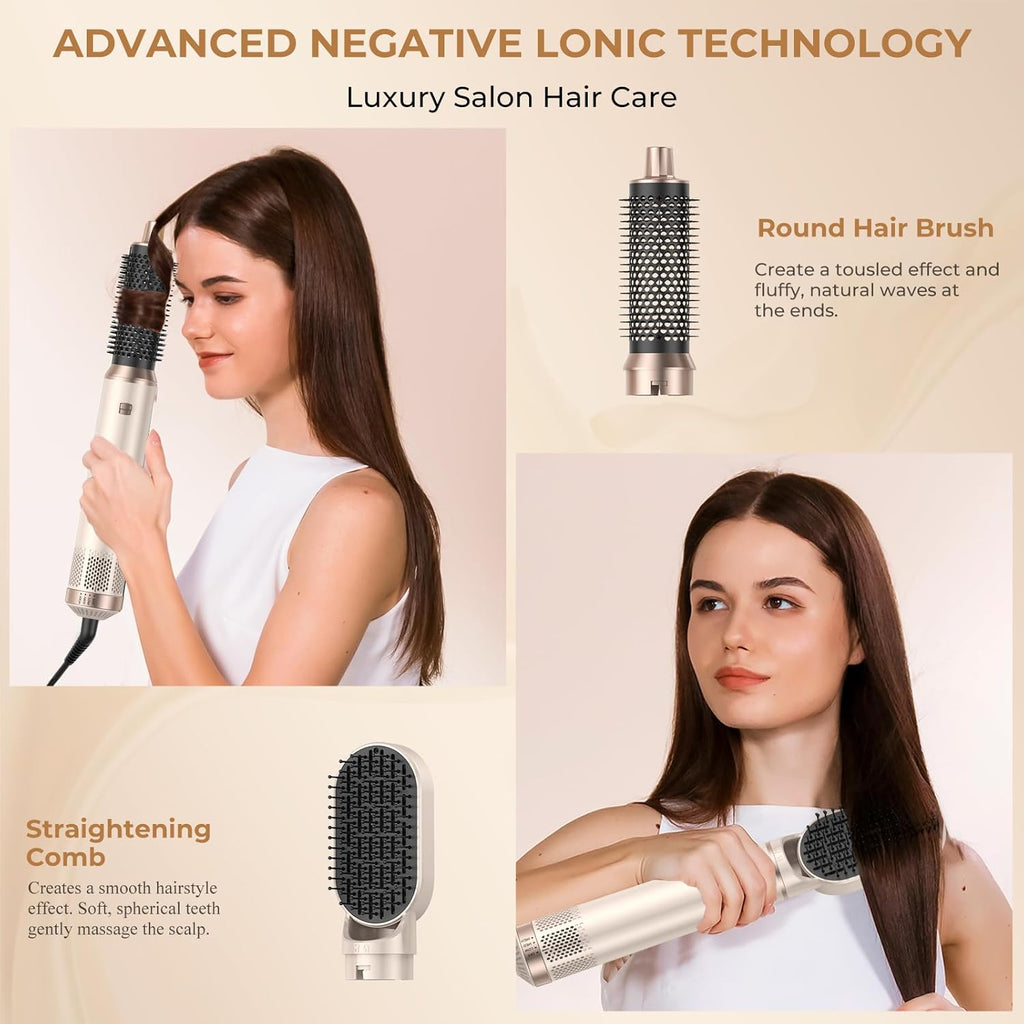 Hair Dryer Brush 5 in 1, Blow Dryer Brush Set with Air Curler Wrap Hair Styler, Negative Ionic Blow Dry Brush