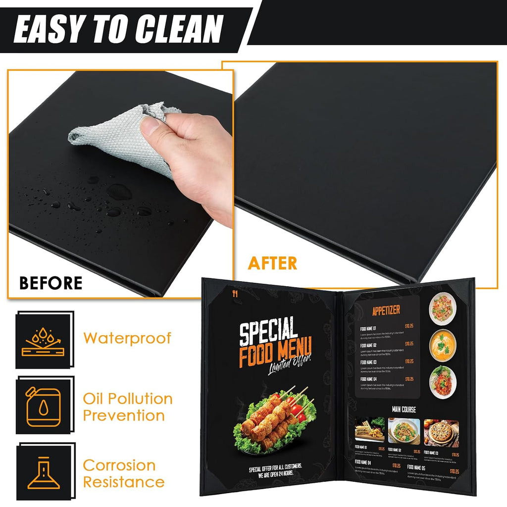 10 Pack 2 Panel 2 View Restaurant Menu Covers 8.5" x 11"