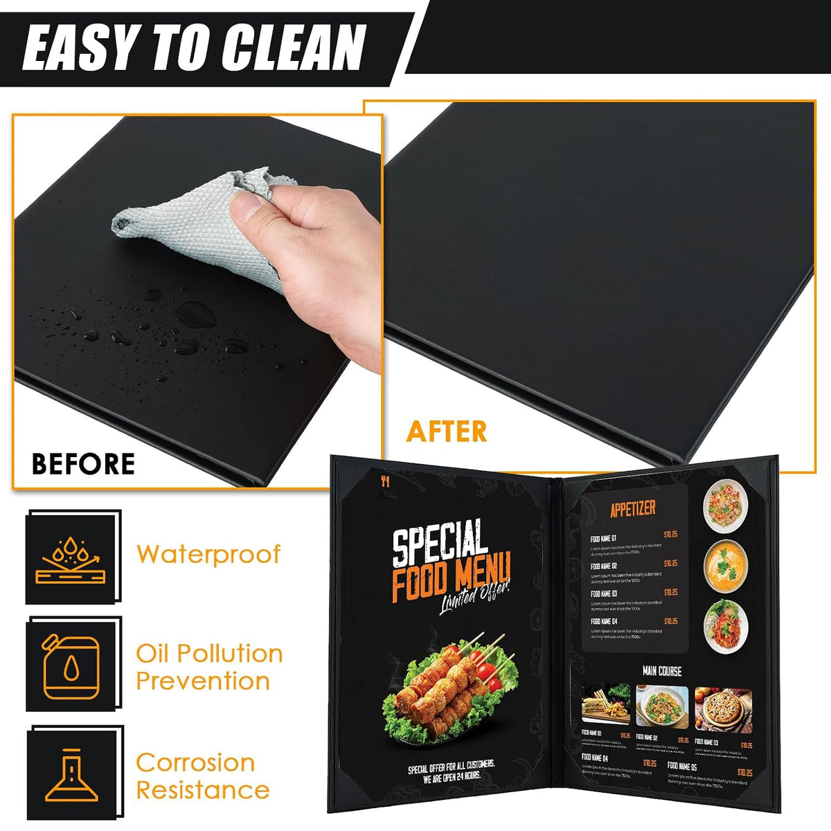 10 Pack 2 Panel 2 View Restaurant Menu Covers 8.5" x 11"