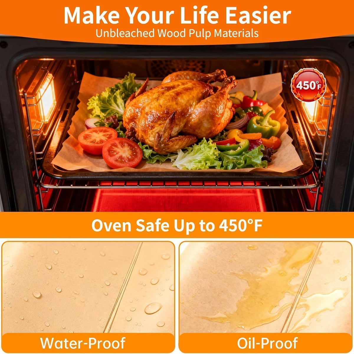 400PCS Parchment Paper Baking Sheets, 9"x13" Unbleached Precut Quarter Parchment Paper for Baking, Non-Stick Baking