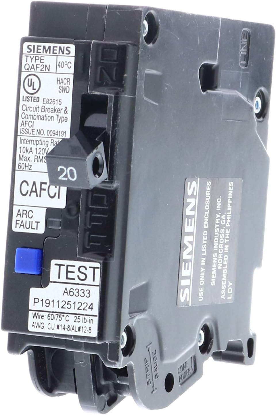 20 Amp 1-Pole Combination Type AFCI Plug-On Neutral Circuit Breaker