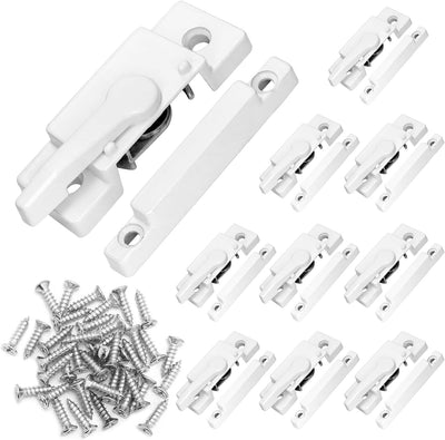 10 Pack Sliding Window Sash Locks, Cam Action White Double Hung Window Sash Lock for Vertical and Horizontal Sliding