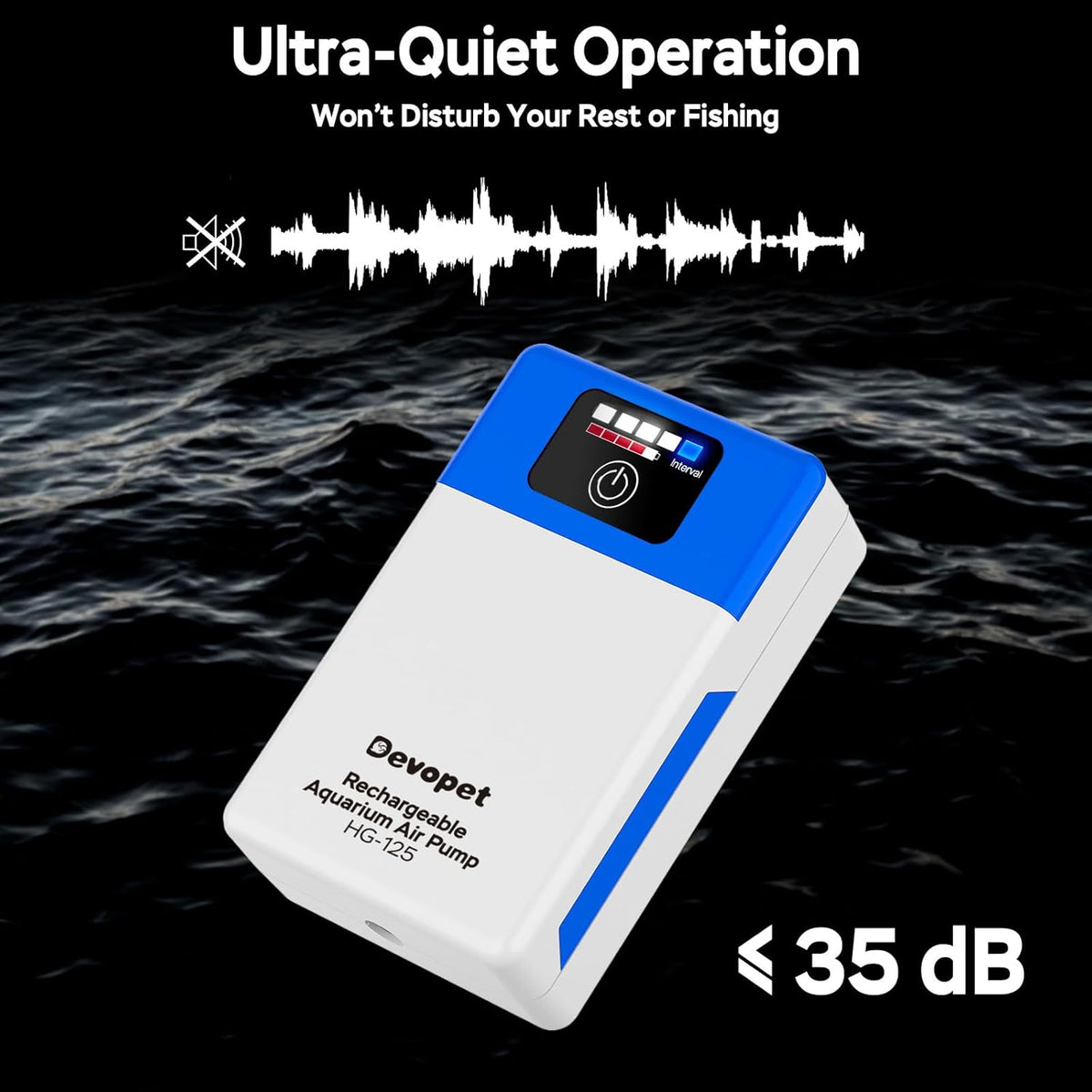 Battery Powered Aquarium Air Pump, Bait Bucket Portable Aerator, Ultra Quiet Fish Tank Bubbler, USB Rechargeable