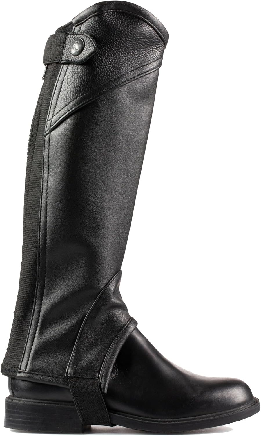 Unisex Black Half Chaps Kids, Synthetic Leather Zip Up Children Chaps