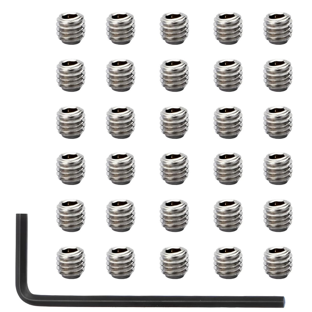 10-32 x 3/16" Socket Set Screws 30Pcs Allen Head Hex Socket Set Screws Stainless Steel Cup Point Hexagon Allen Screws with Hex Key Wrench