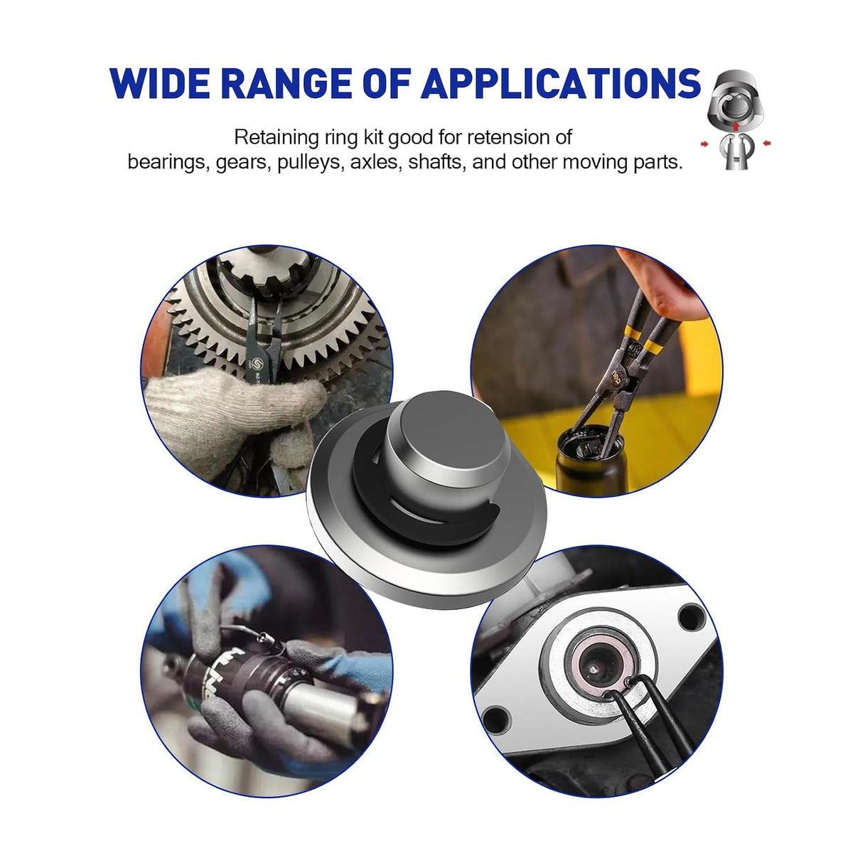 Boatsea 450Pcs Circlip Retaining Ring Kit, 3 Types 18 Sizes Incl External & Internal Circlips