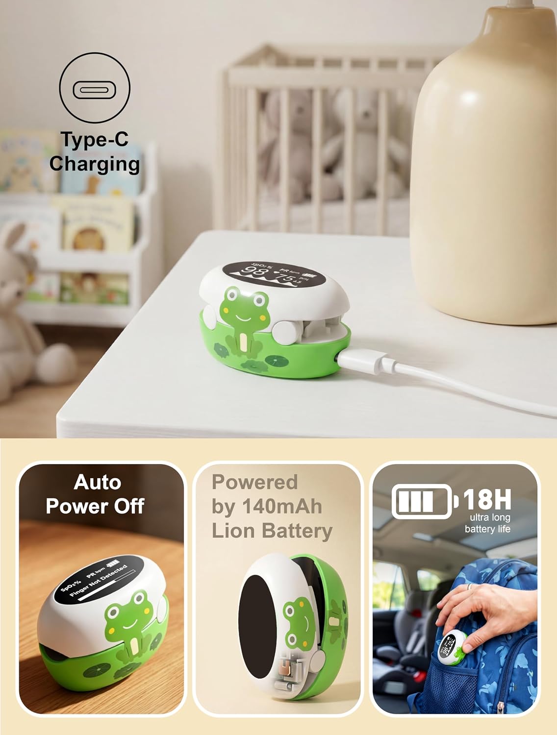 Fingertip Pulse Oximeter, Rechargeable Blood Oxygen Saturation Monitor with OLED Display, 7 Seconds Spo2 & PR