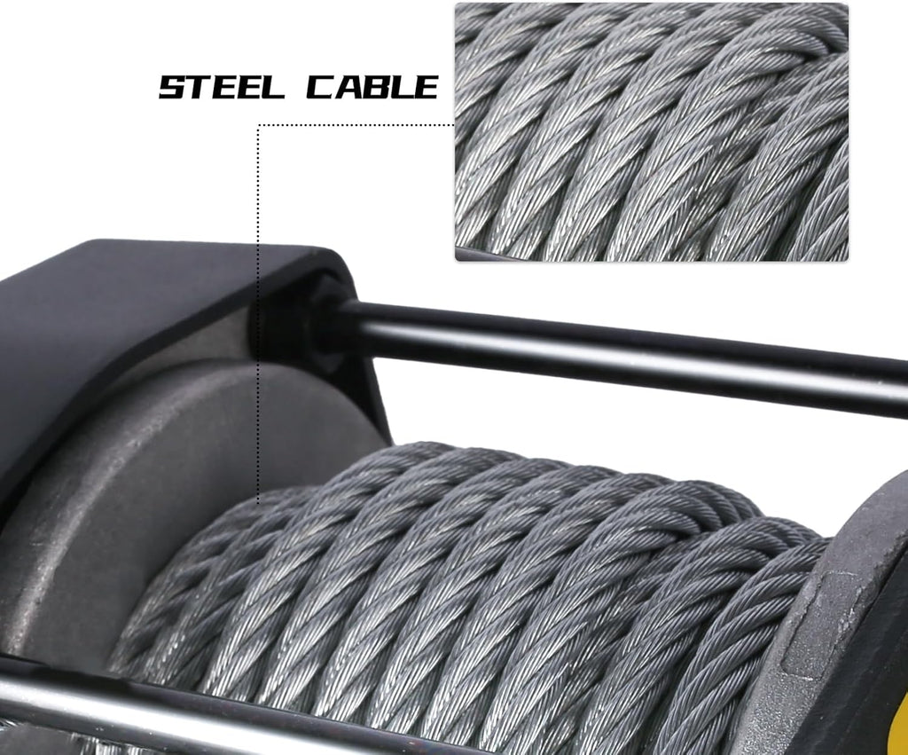 3000 lb 12V DC Electric Winch with Both Wireless Handheld Remote and Corded Control Recovery Steel Cable Waterproof