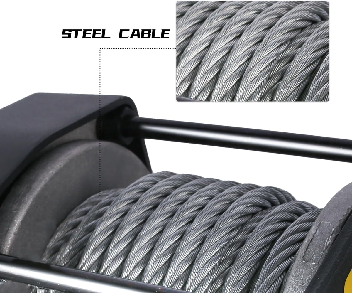 3000 lb 12V DC Electric Winch with Both Wireless Handheld Remote and Corded Control Recovery Steel Cable Waterproof