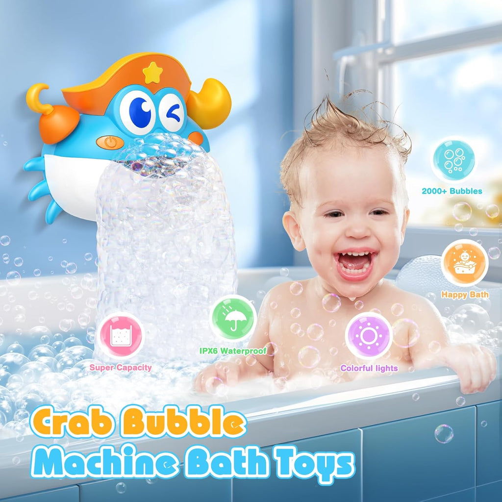 Bath Toys,Light Up Baby Bath Toys Bath Bubble Machine with Colourful RGB Light Great Birthday for Toddler Boys and