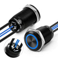 FILN 2PCS 20A 16mm Latching Push Button Switch 12V-24VDC IP67 Black Shell