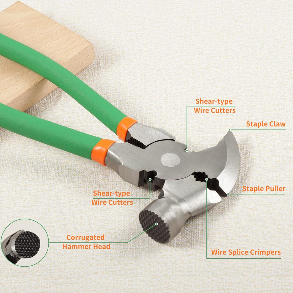 10 Inch Fencing Pliers with Hammer Head Staple Puller