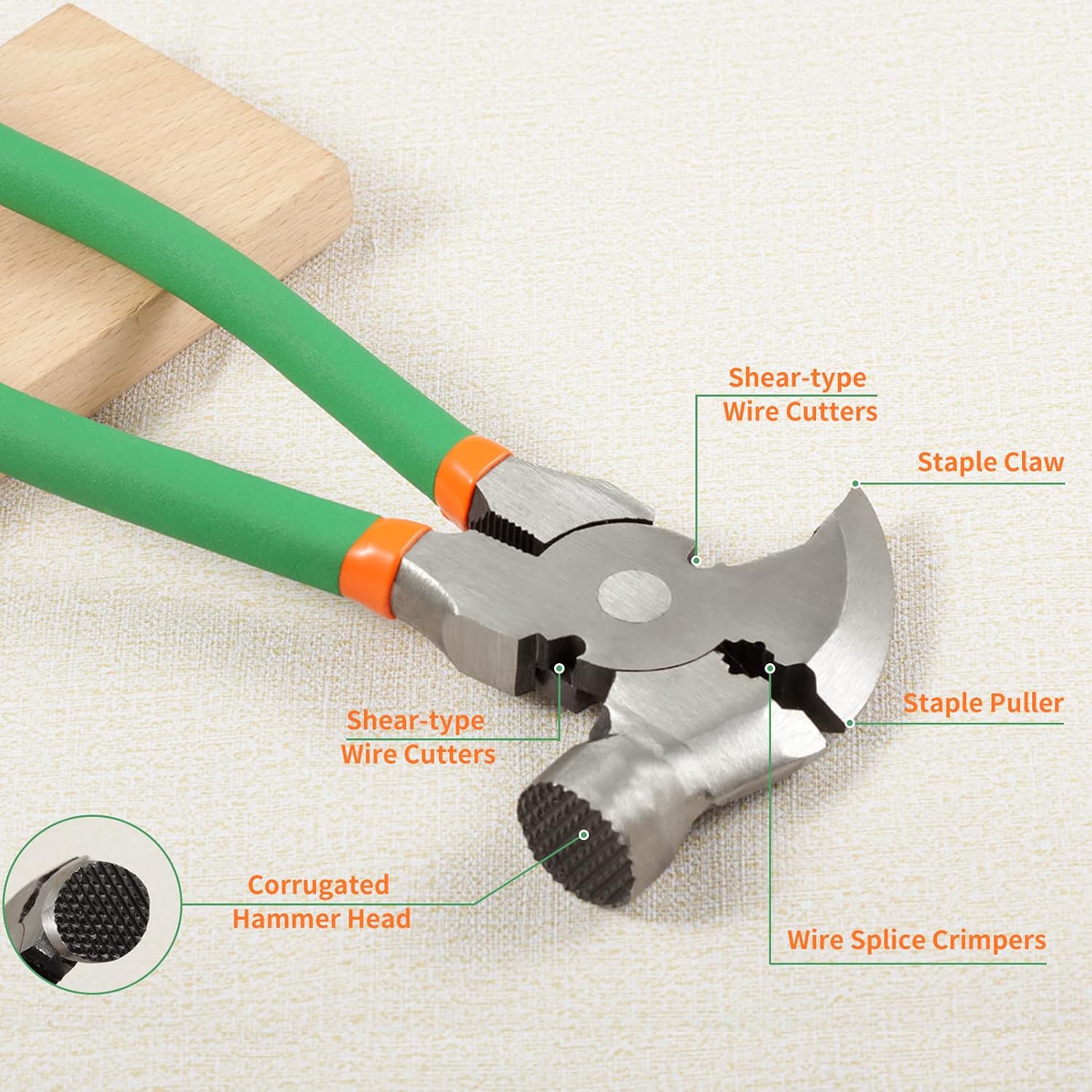 10 Inch Fencing Pliers with Hammer Head Staple Puller