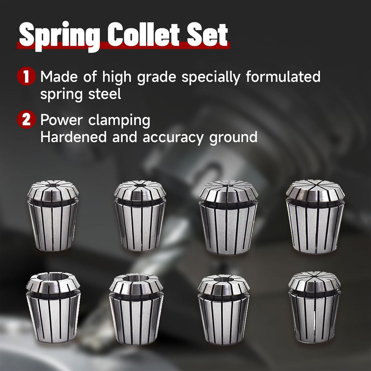 findmall 8Pcs 1/8-3/4 Inch ER32 Collet Set