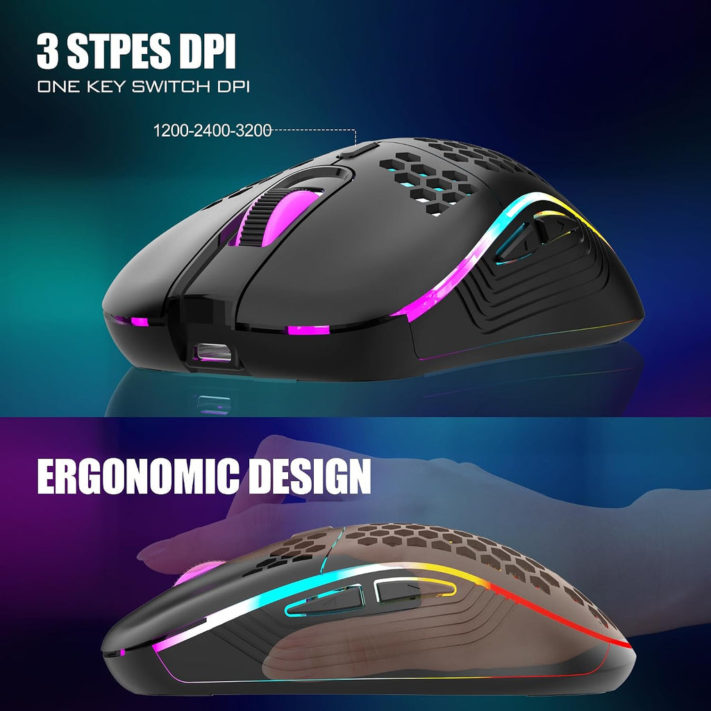 60% Wireless Gaming Keyboard and Mouse Combo, 2500mAh Rechargeable Battery, Ultra-Compact Small RGB Mechanical Feel