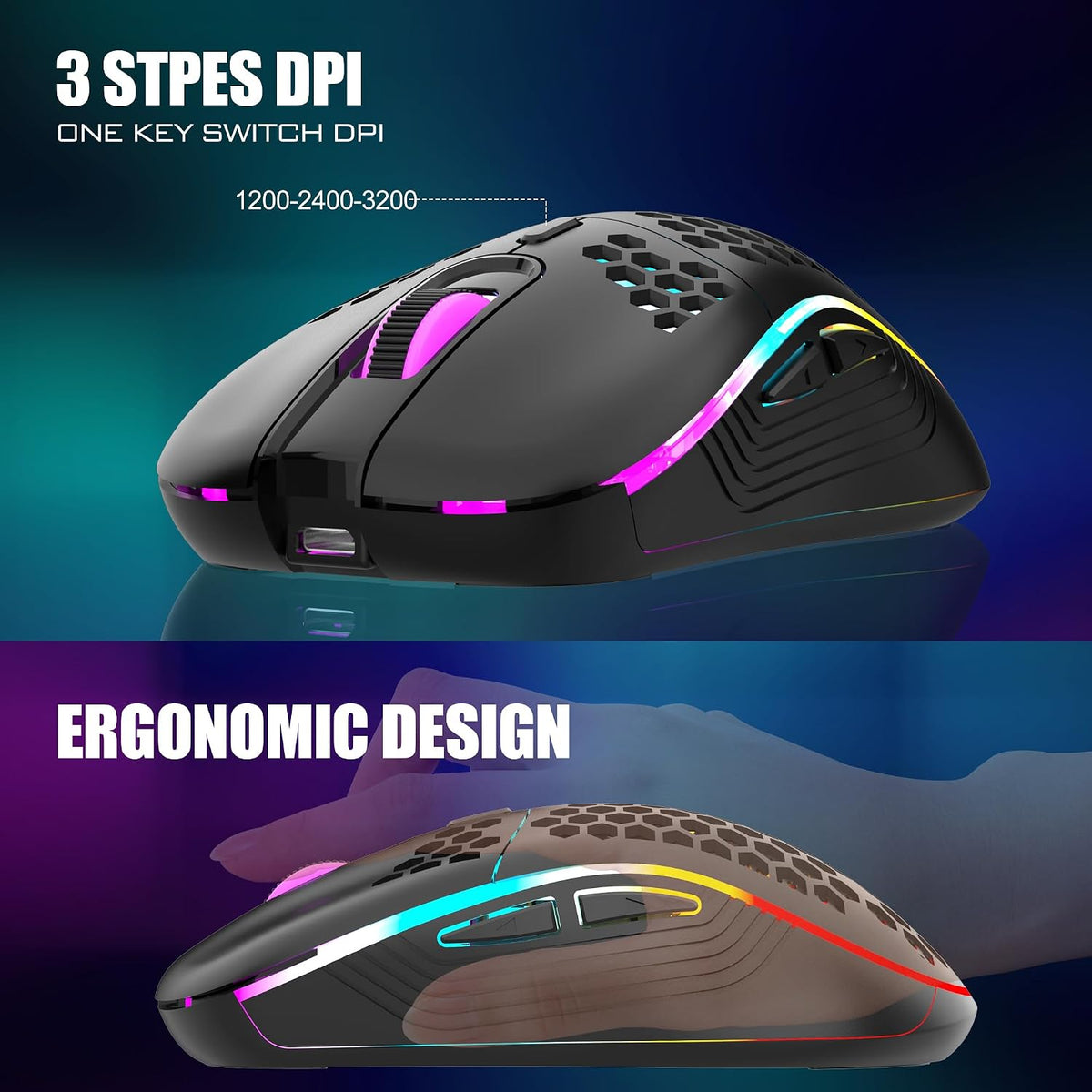 60% Wireless Gaming Keyboard and Mouse Combo, 2500mAh Rechargeable Battery, Ultra-Compact Small RGB Mechanical Feel