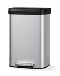 13 gal / 50 L Stainless Steel Trash Can with Lid, Large Garbage Can for Kitchen, Rustproof Step-on Kitchen Metal