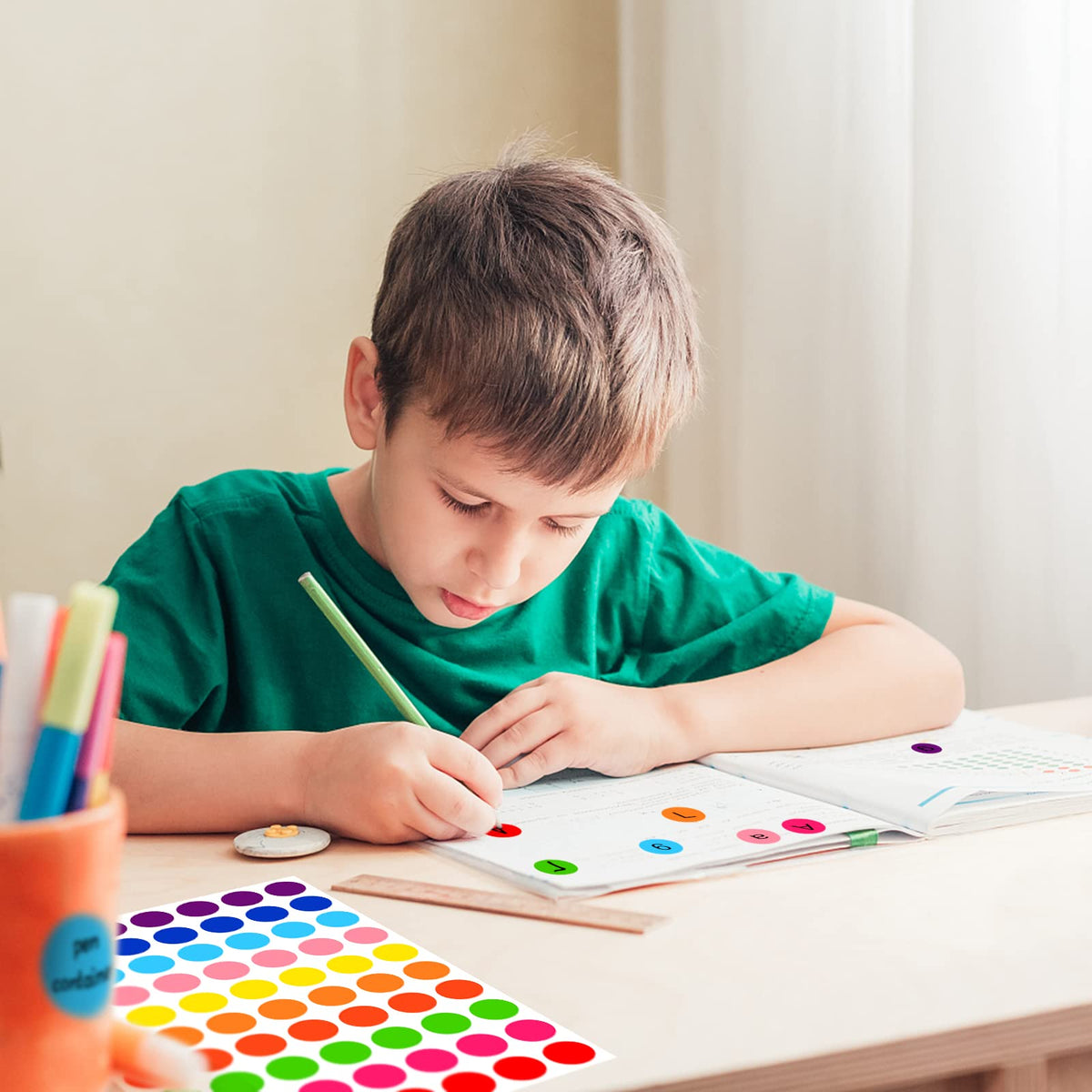 7000 Piece Dot Stickers - 3/4 inch Color Coding Circle Labels, 10 Color Circle Stickers for Office, Classroom, Students