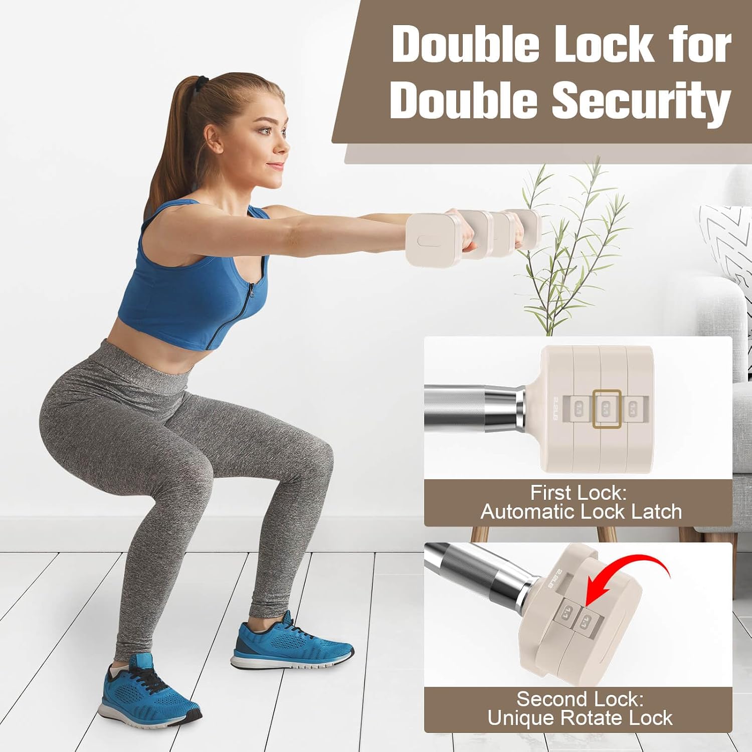 Adjustable Dumbbell Set,Adjustable Weight Dumbbells for Women/Men | 17.6LB/22LB/26.4LB/30.8LB for Choices, with