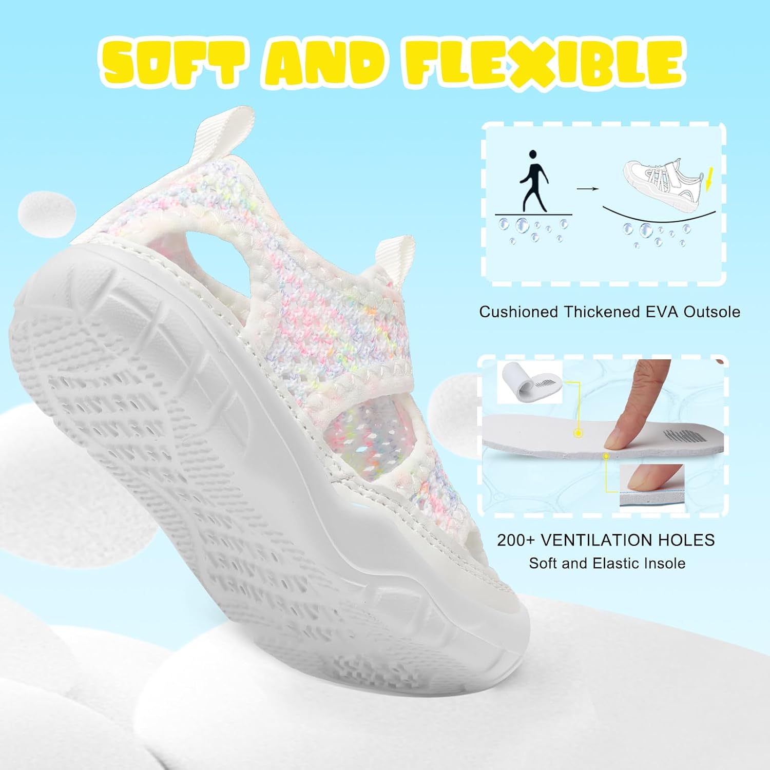 Kids Water Shoes Boys Girls Barefoot Aqua Socks for Swim Surf Pool Beach Sport Lightweight Breathable Sandal Athletic