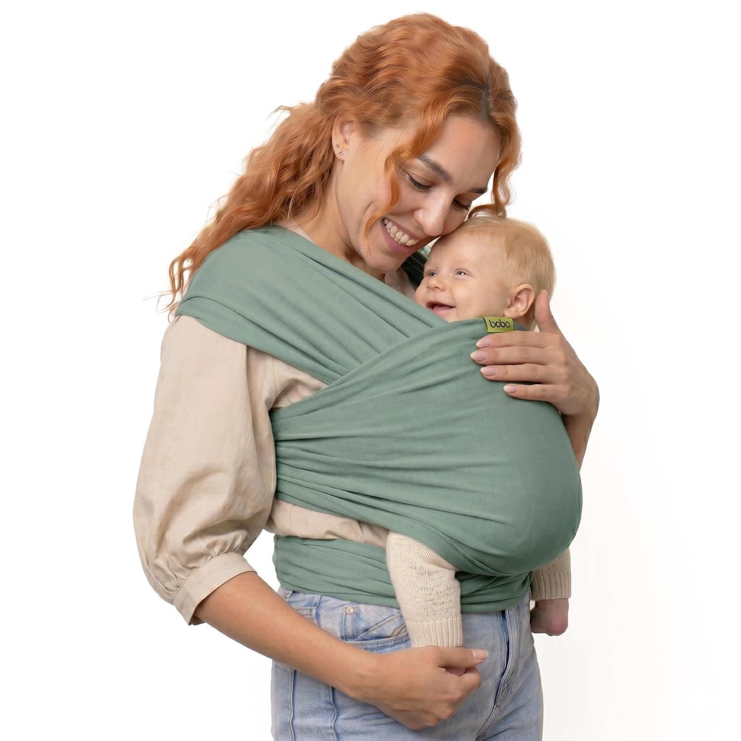 Baby Wrap Carrier - Stretch Cotton Newborn Sling, Sage Green | Breathable, Hands-Free Babywearing Carrier Wrap;