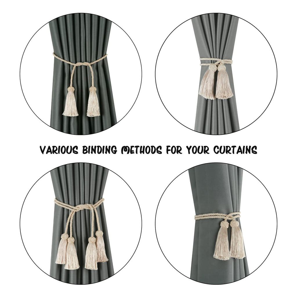 2 Pack Handmade Rope Tassel Curtain Tiebacks