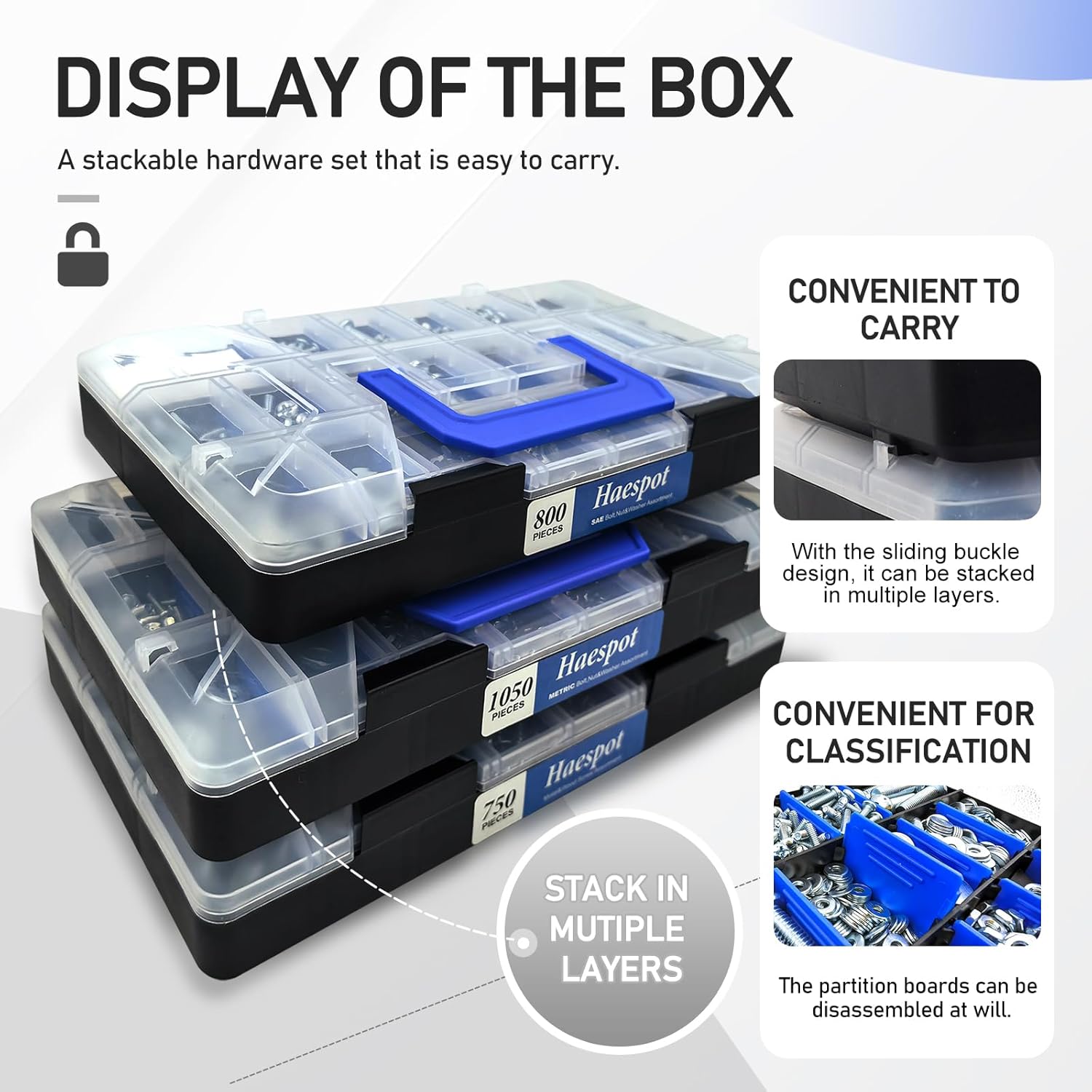 2600 Piece Bolt and Nut Hardware Assortment Kit with Diverse Bolts, Screws, Washers & Nuts–DIY-Friendly, 3-Tier