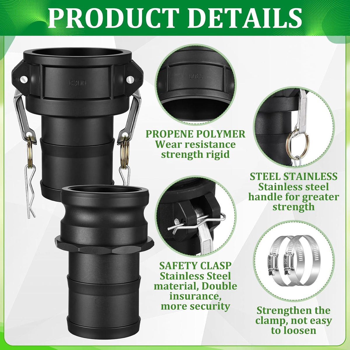 2 Set 3 Inch Camlock Fittings Type C&E