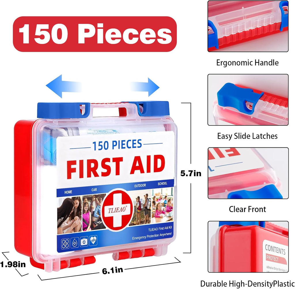 Mini First Aid Kit - 150 Pieces Emergency Medical Kit for Home, Car, Travel, Camping, Truck, Hiking, Sports, Office