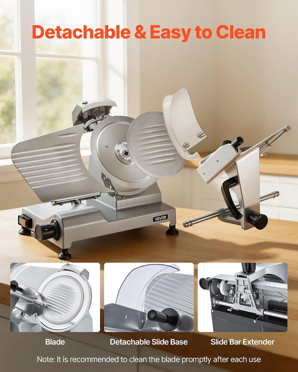 Commercial Meat Slicer, 10 inch Electric Food Slicer, 240W Frozen Meat Deli Slicer, Premium Chromium-plated Steel